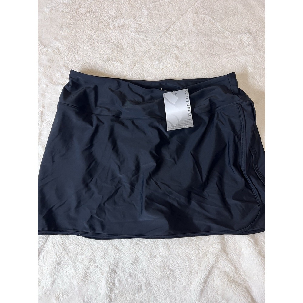 Soothfeel Swim Skirt Skort Womens XXL Black Bikini Lined Athletic Zip Pocket NWT